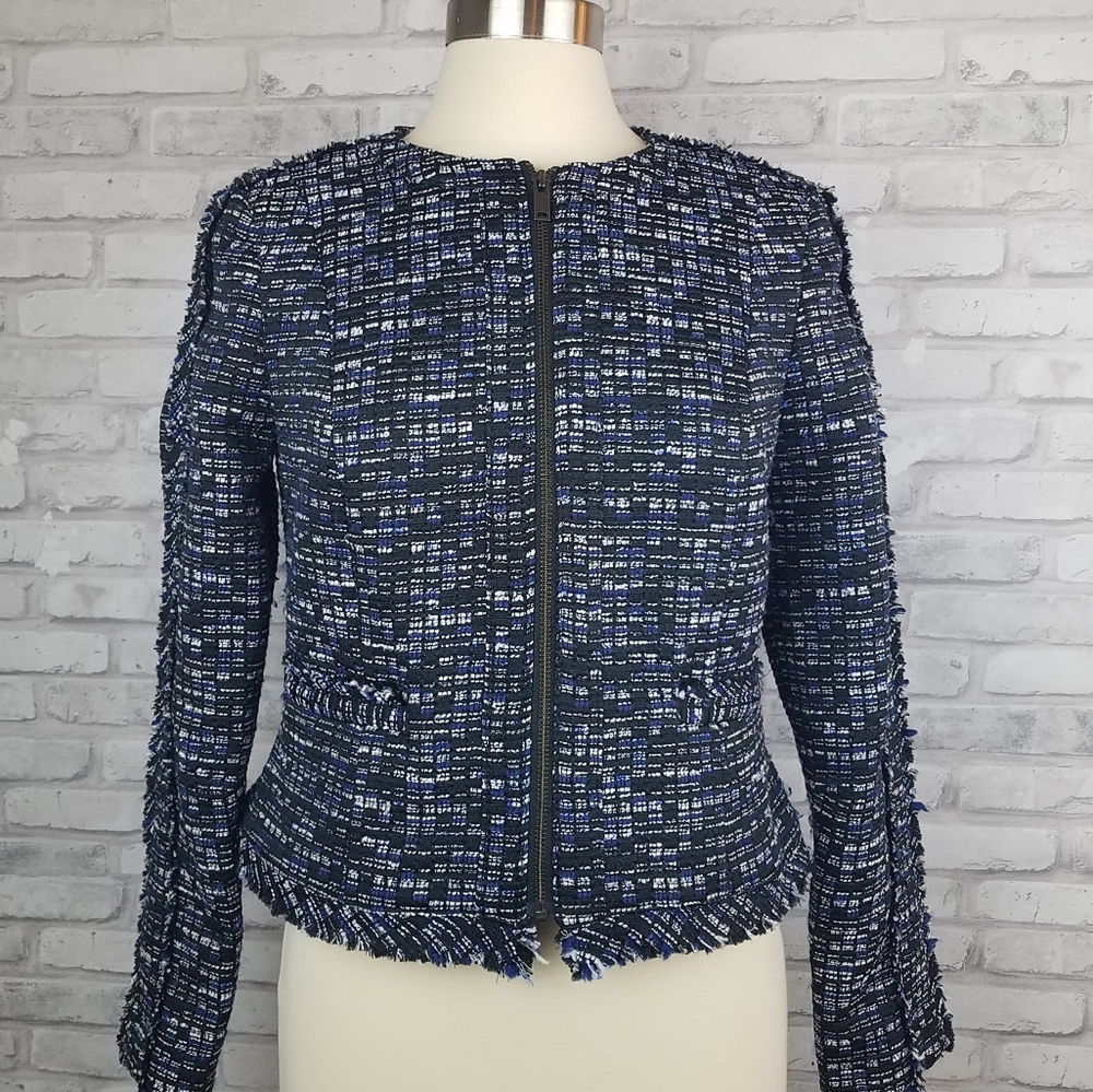BANANA REPUBLIC Boucle Tweed Crop Zip Fron…